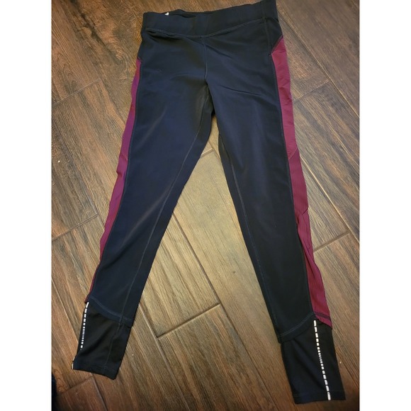 Champion Pants - Champion Womens Performance Leggings Black Burgundy Reflective Active Tights M
